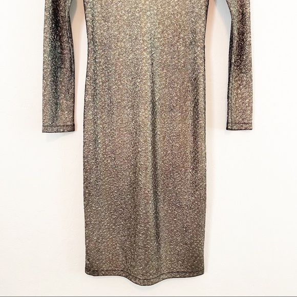 Rag & Bone Women's Metallic Gold Bodycon Mini Dress Mesh Panels Cutout - Picture 4 of 8